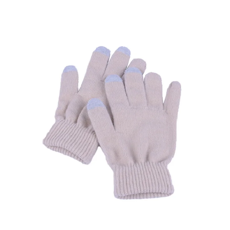 

Men and Woman Winter Warm Wool Knit Gloves Thicken Touch Screen Full Finger Gloves Stretch Solid Color Cycling Gloves