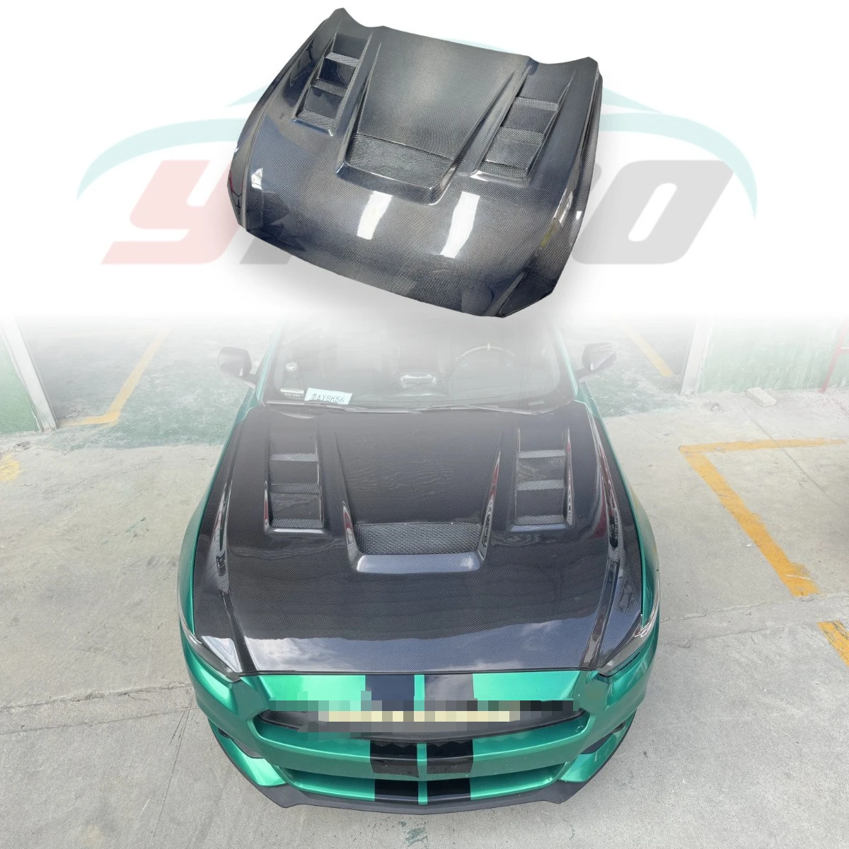 Suitable for 20115-2017 Ford Mustang Modification Upgraded Perforated Carbon Fiber Front Engine Headcover