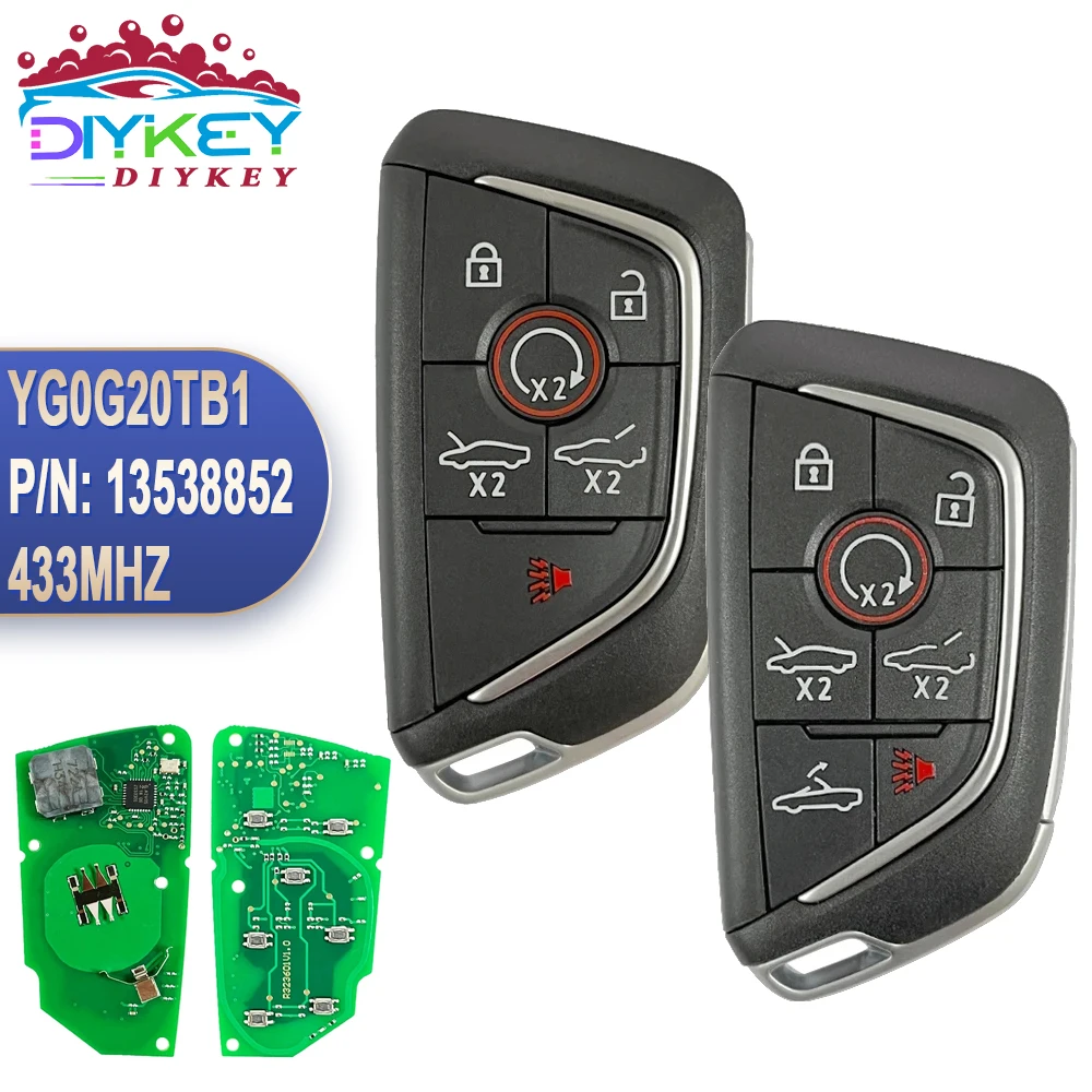 

DIYKEY For Chevrolet Corvette C8 2020 2021 2022 YG0G20TB1 Remote Smart 433MHz P/N: 13538852 13545155 13538851 Keyless Entry Key