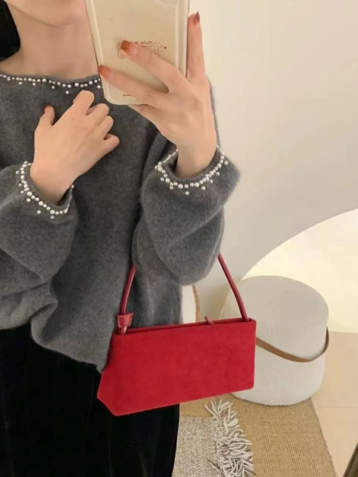 Coréen Sle rond Ne tricoté Base irt lourd embellissement couleur aérienne pull automne hiver nouveauté coupe ample