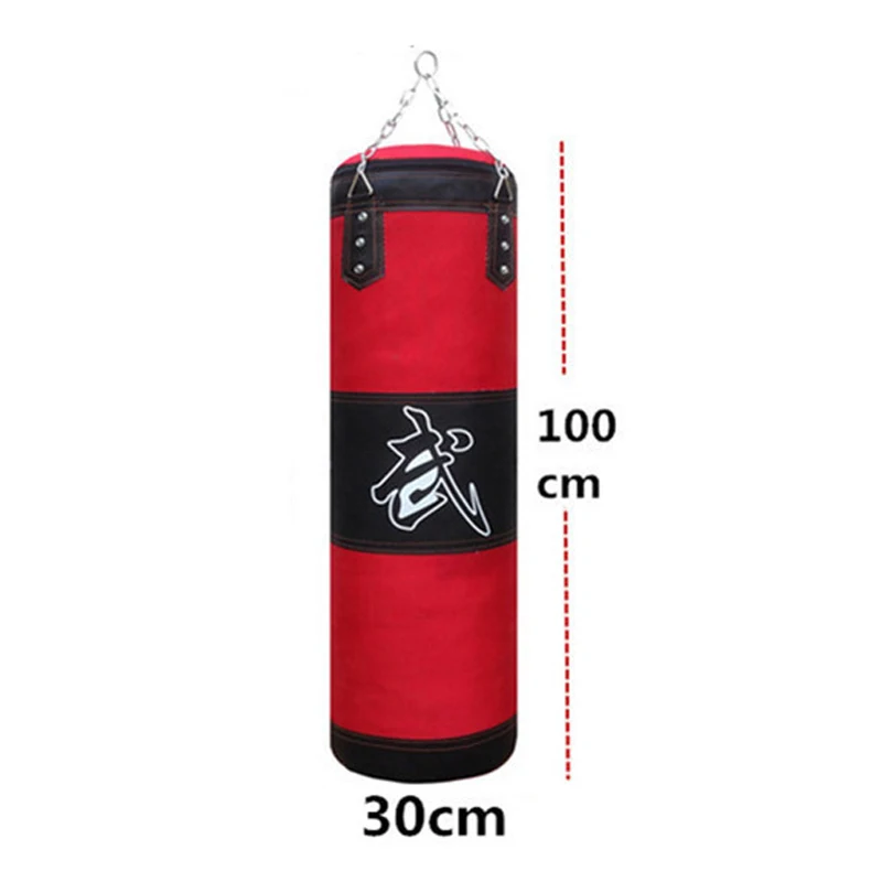 100X30cm Empty Boxing Sand Bag Hanging Kick Training Fight Karate Punch Punching Bag with Chain Hook