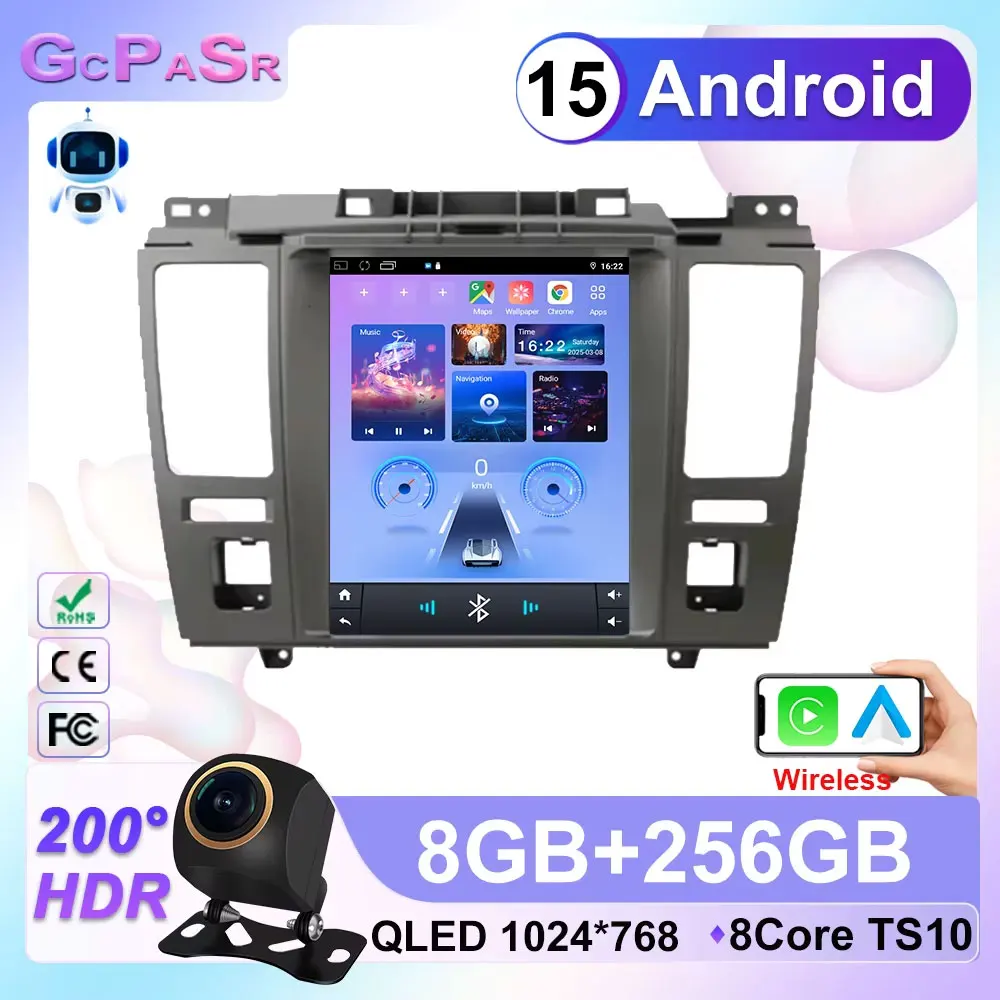 

For Nissan Tiida Versa 2004 - 2013 Wireless Carplay Android 15 Vertical Screen 9.7" Car Radio GPS Multimedia Player Auto Stereo