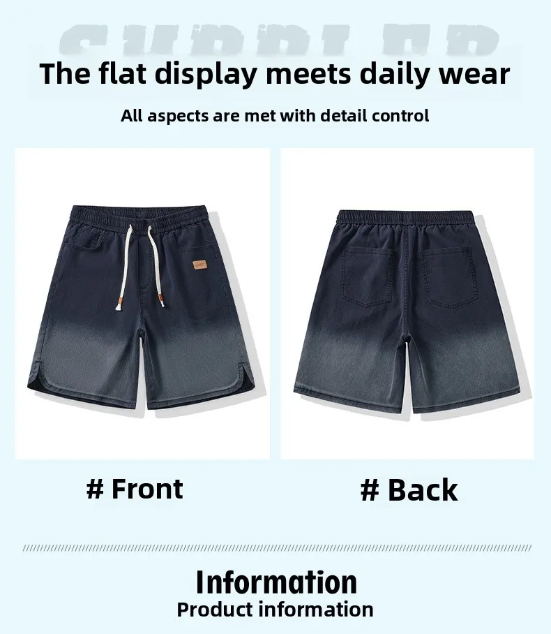 Calças abertas com zíper invisível masculino calças de cinco pontos verão novas calças soltas gelo respirável esportes fino denim shorts