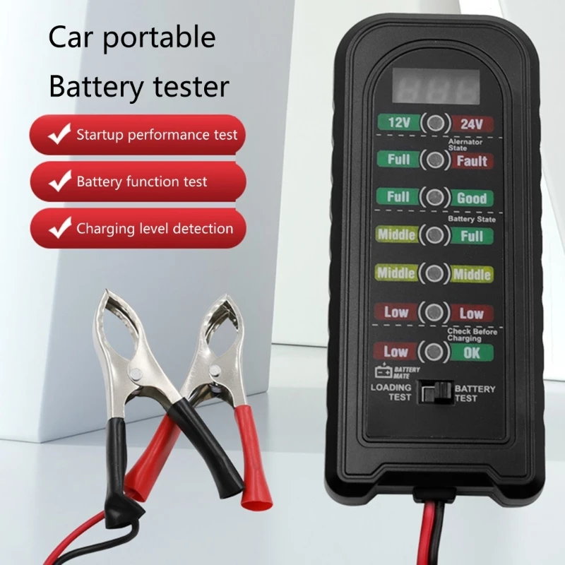 LED Display Battery Checker Universal Car Battery Tester Fault Detector Car Diagnostic Tools MotorcycleBattery Tester A0KF