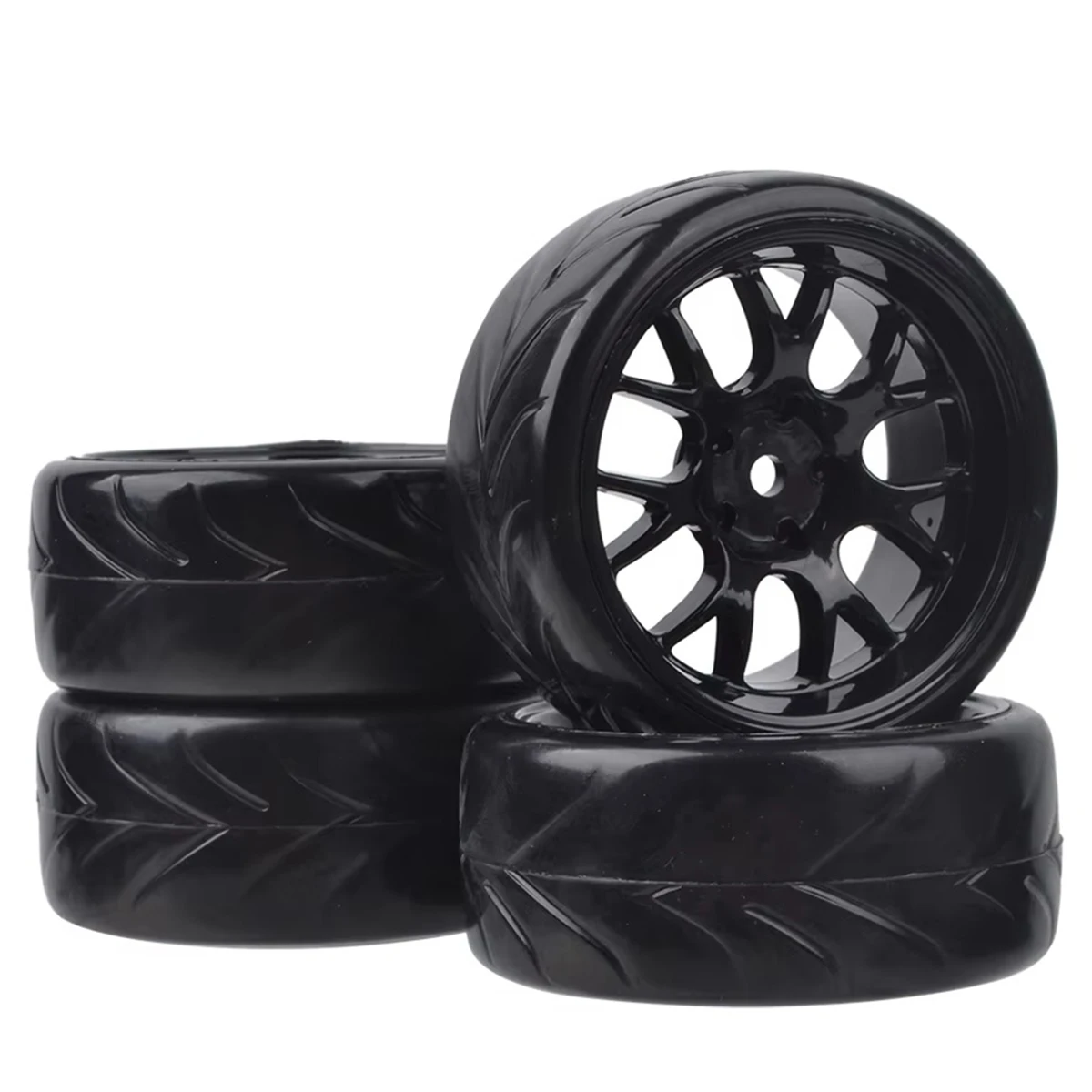 4PCS 1/10 On Road Tires & Wheels Rims 12mm Hex Hub for Traxxas 4tec Tamiya TT02 HPI HSP Kyosho MST Redcat Drifting Racing Cars