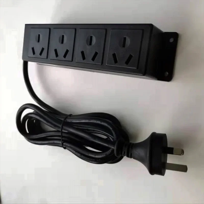 AU Power Strip Table Sockets 4 Outlets AC 110V 220 Embedded Hidden Black 10A 3000W with Extension Cord Furniture office Socket