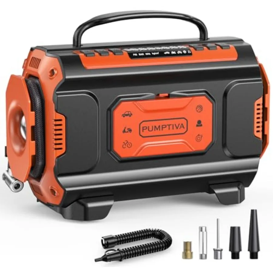 

Tire Inflator Portable Air Compressor 12V DC 110V AC Car Tire Pump Air Mattress Pump with Inflation and Deflation Mode Dual Pow