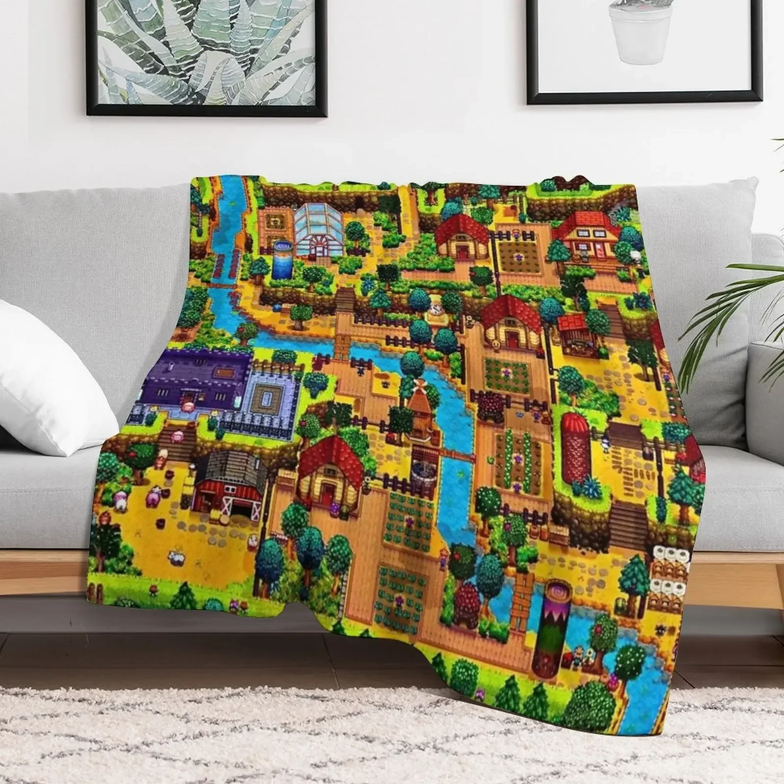

Stardew valley map Throw Blanket Furry Thermal Soft Plaid Luxury Brand Blankets