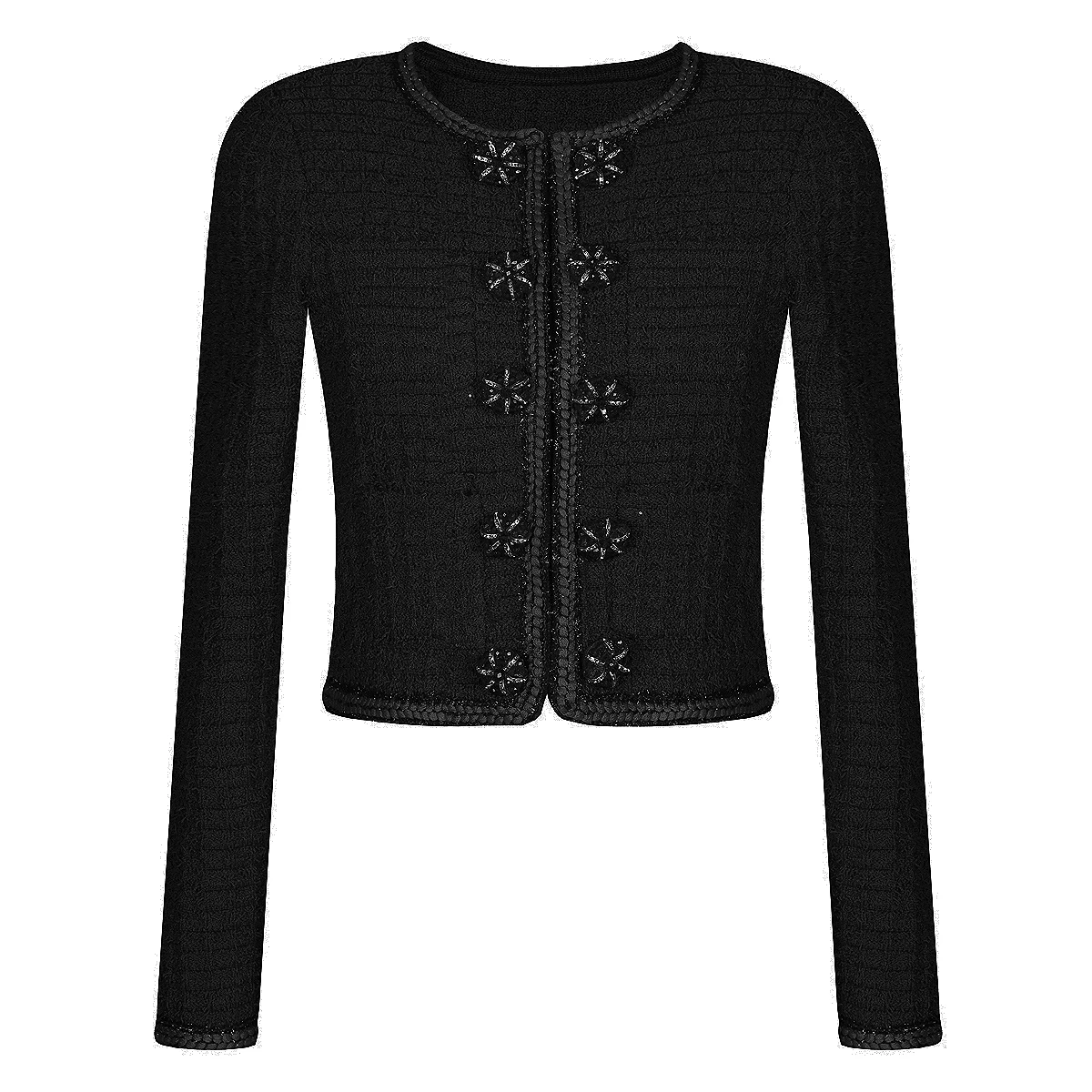 

High Quality Spring And Autumn New Fashion Commuting Heavy Industry Knitted Long Sleeved Round Neck Top Jacket+Half Skirt Set