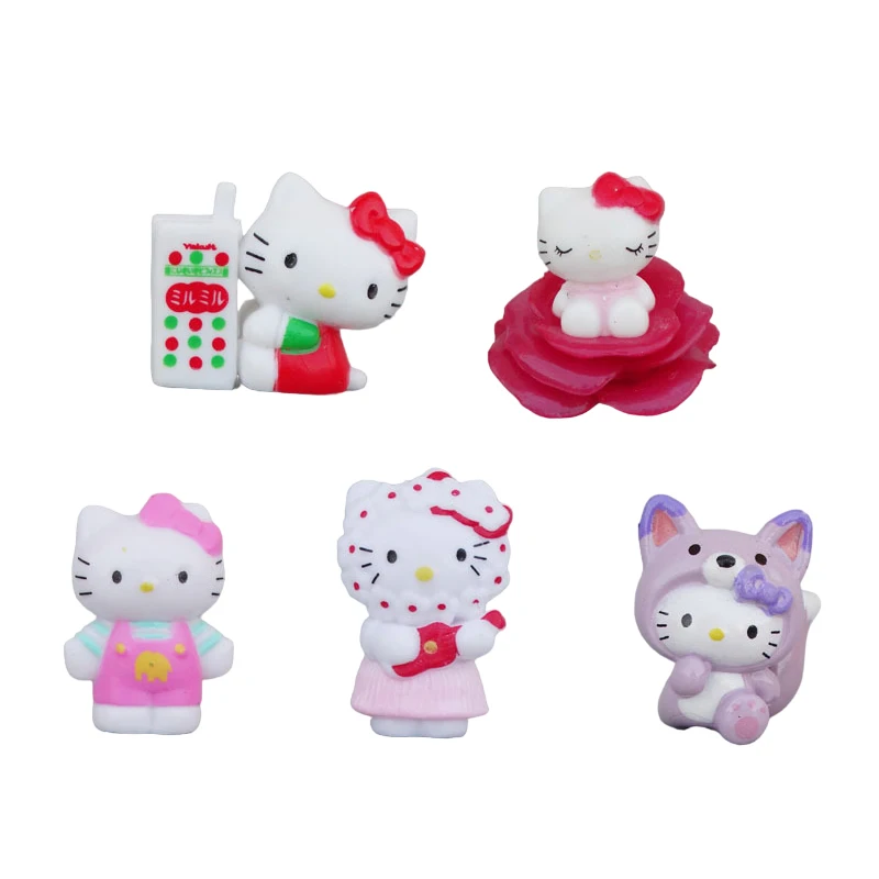 Mini Kt Cat de dibujos animados Kawaii, modelo de parche DIY, Linda figura de Anime, funda de teléfono, decoración creativa, muñeca de Anime, adornos pequeños, Juguetes