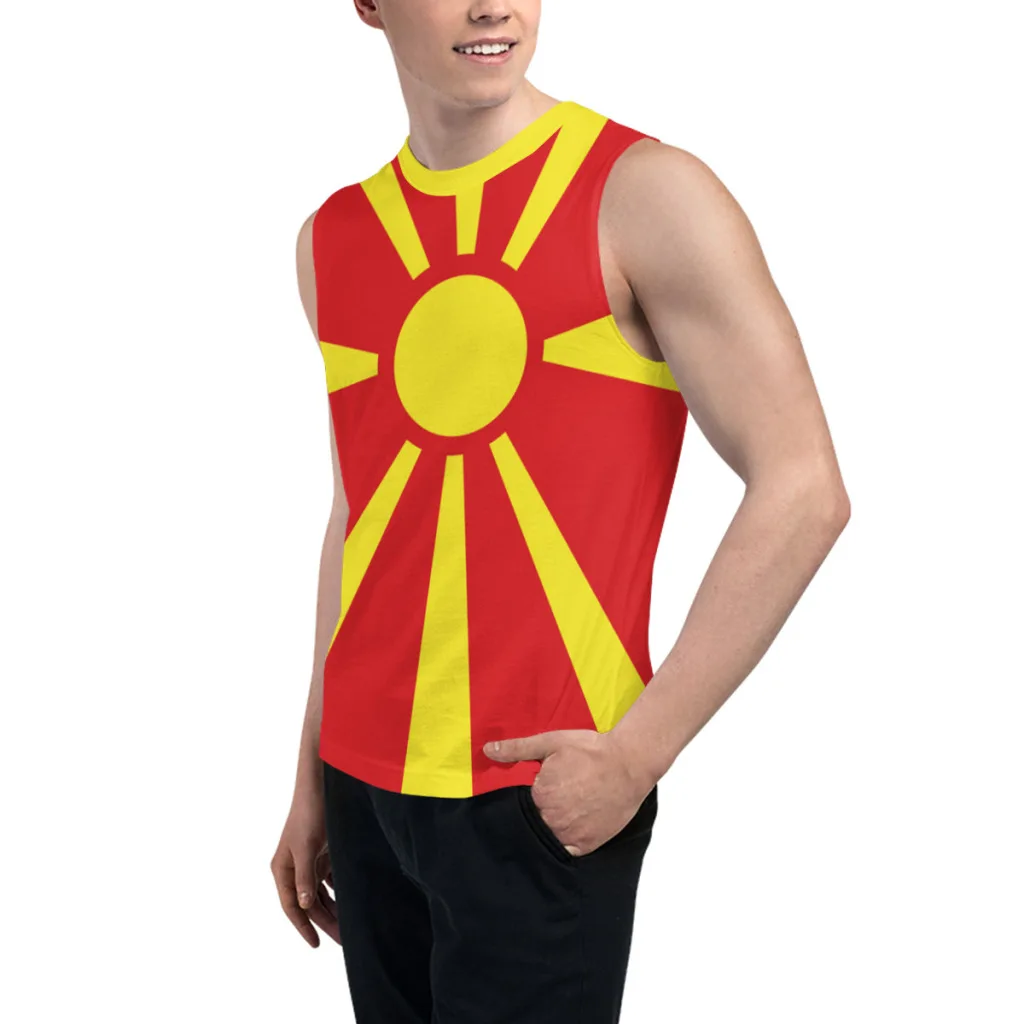 Sleeveless T-shirt North Macedonia Flag 3D Men's Boys Tshirt Gyms Tank Tops Fitness Joggers Basketball Training Vest