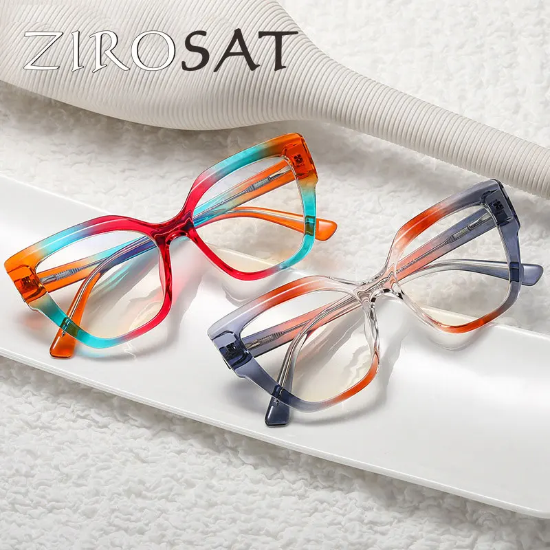 

ZIROSAT New 96037 anti blue Ultralight TR90 Myopia Glasses Retro Square Optical Prescription Eyeglasses Frame For Men Or Women