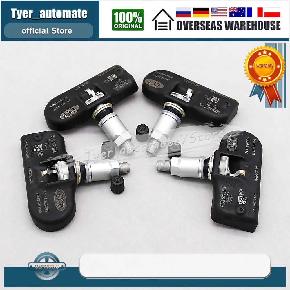 4PCS For Chrysler 200 Sebring Dodge Avenger Caliber Journey Charger  Tire Pressure Monitoring System Sensor 433MHz 56053031AD