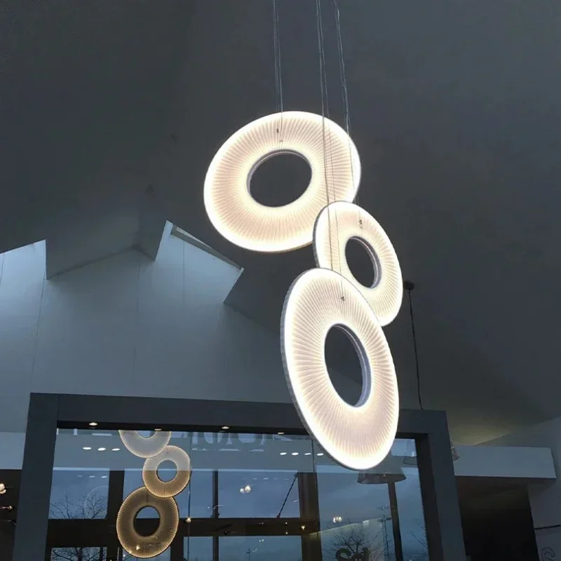 Modern Fabric Pendant Light Designer Iris Pendant Lights for Living Room Hotel Lobby Restaurant Decor LED White Round Chandelier