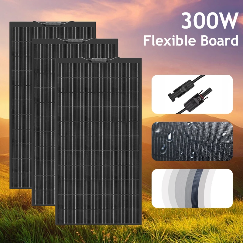 300W Solarpanel 200W 100W 400W ETFE Flexibles Monokristallines Solarplatten-Batteriesystem-Kit für Marine, Camping, Boot, Wohnmobil, Outdoor