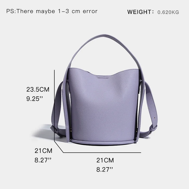 MABULA Lavender Purple Bucket Bag Set 2 pcs Simple Solid Women\'s Shoulder Hobo Purse with Wallet Eleagnt Casual Shopper Tote