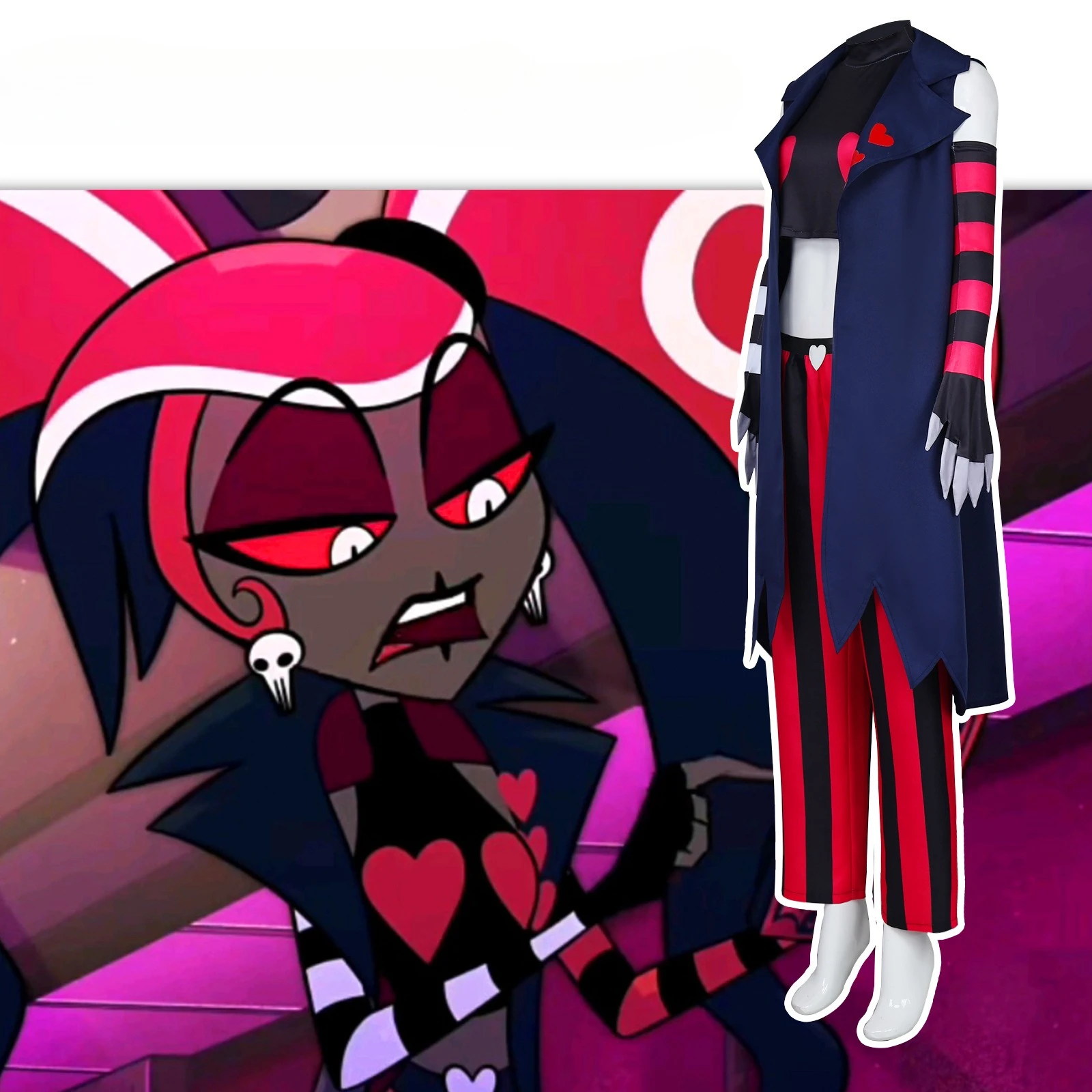 

Velvette Cosplay Costume Anime Hazbin XS-3XL Hotel DokiDoki-N Velvet Outfits Women Red Blue Demon Costume Carnaval Uniform