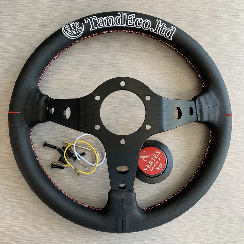 JDM VERTEX LANG Leather VERTEX  Wheel Embroidery Racing Steering Wheel