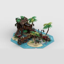 New medieval Pirate Series MOC Pirate Island Cabin Island Smuggler Shanty DIY creative ideas childrenToy Gift buildingblock