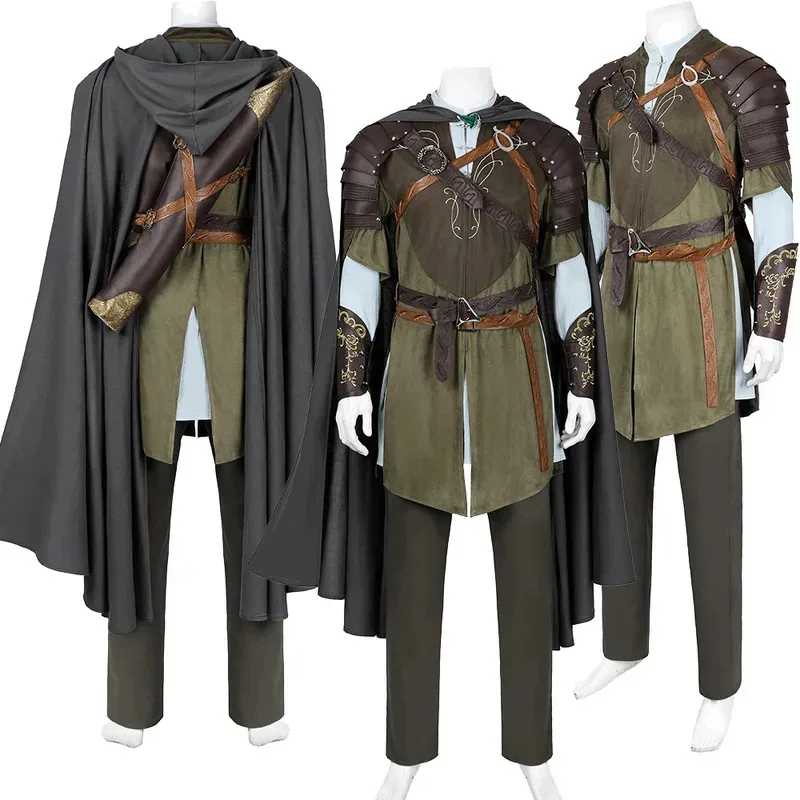 

2025 11 A888Men Male Legolas Cosplay Uniform Costume Coat Pants Cloak Gloves Adult Outfits Halloween Carnival Dress-Up Party Dis