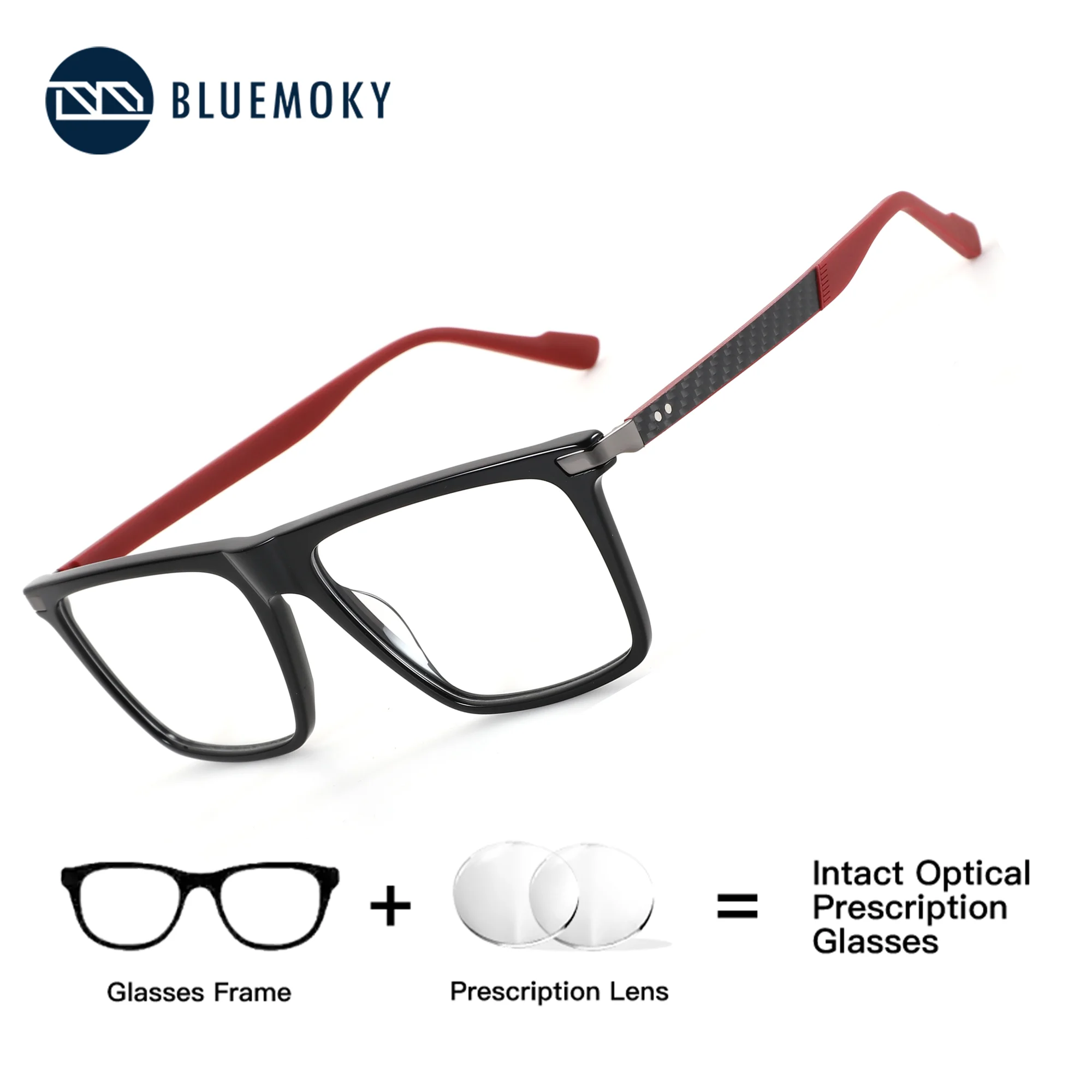 

BLUEMOKY Acetate Square Prescription Glasses Men Photochromic Anti Blue Light Myopia Degree Optical Eyeglasses