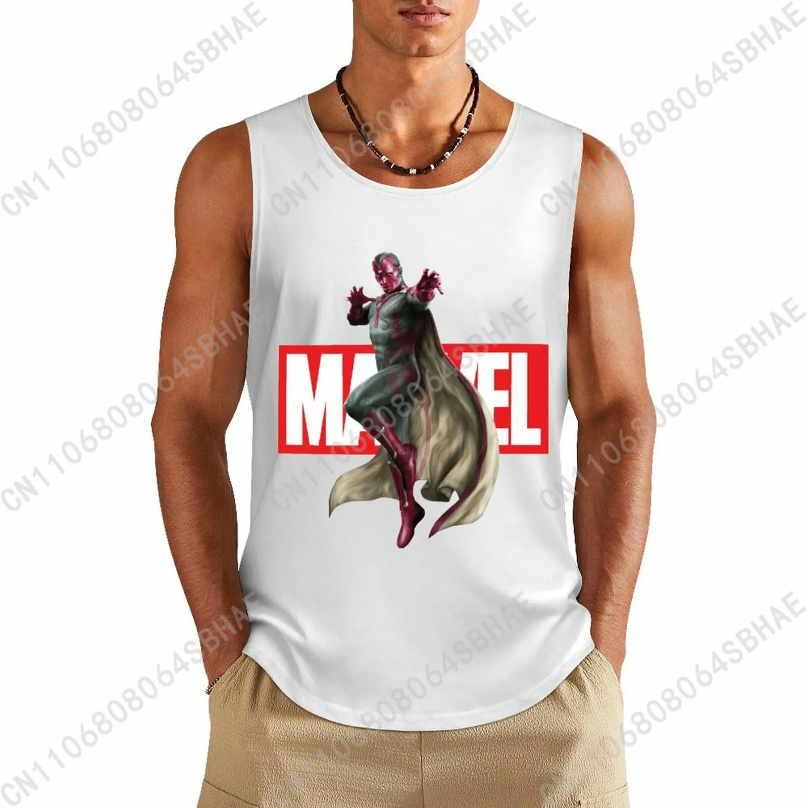 

Marvel Vision Custom Pattern Mens Cotton Tank Top Cotton Sleeveless Shirt Men Undershirt Personalized Gifts Cosplay