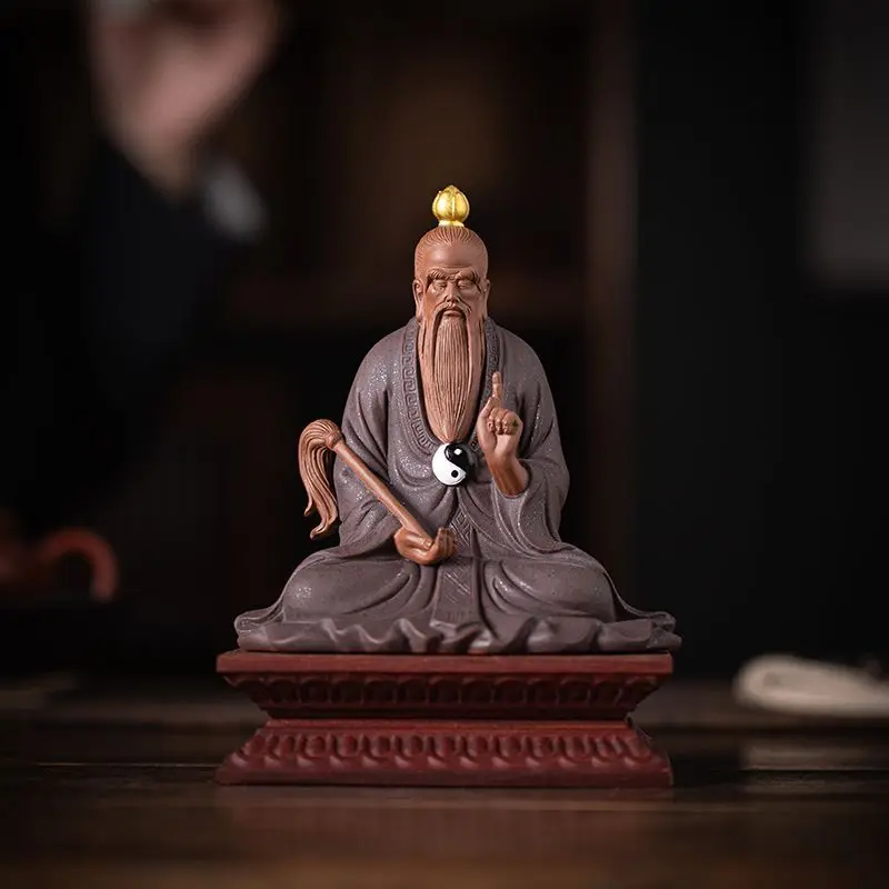

Zen Chinese Purple Sand Ceramics, Three Qing Dao, Ancestor God, Tianzun Taoist, Arts and Crafts