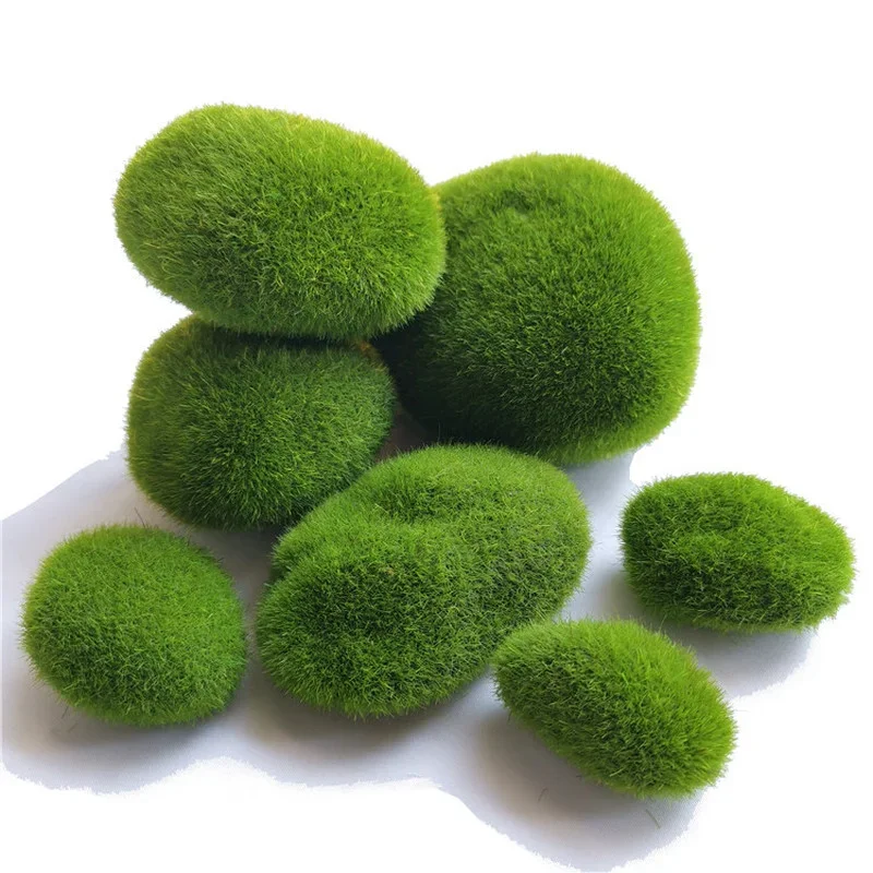 10Pcs/set 4 Sizes Artificial Moss Rocks Decorative Green Moss Balls Floral Arrangements Gardens Plant Crafting Home Accessories