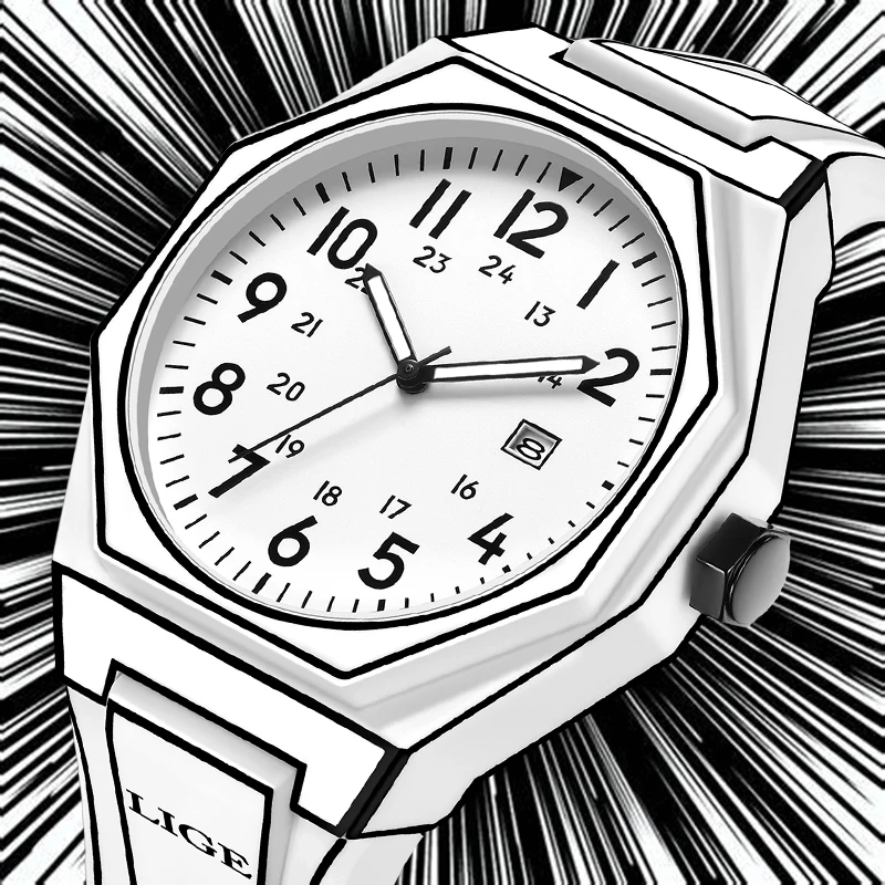 LIGE 2025 New Fashion Graffiti Design Mens Watch Creative Watches Men Sport Waterproof Silicone Quartz Wristwatches Reloj Hombre