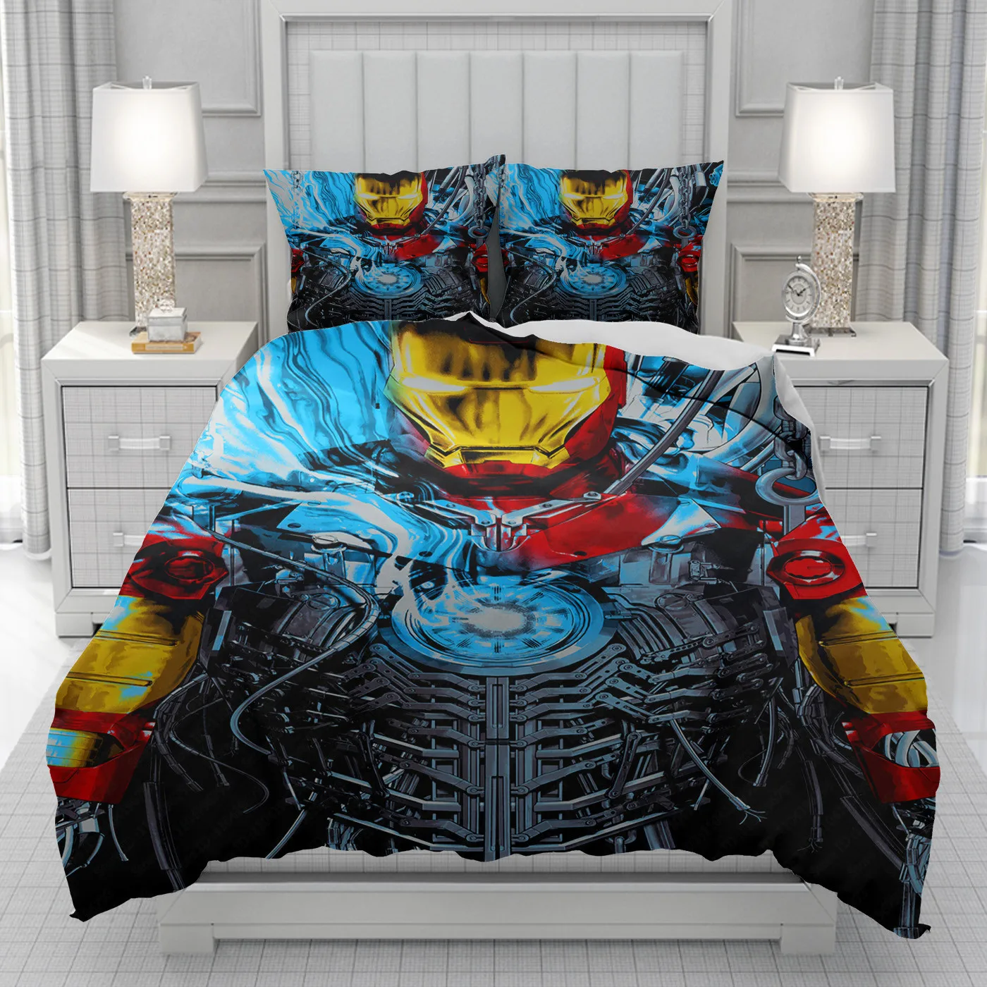 Iron Man Duvet Cover men women/Children KID Printing Disney cartoon Bedding Set  Comforter Bed Soft