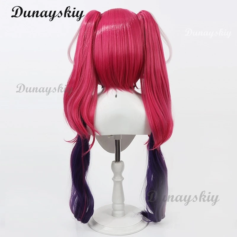 Velvette Cosplay Wig Earring 3V Vees VVV Halloween Party Demon Carnaval Anime Cosplay Women Dual Horsetail