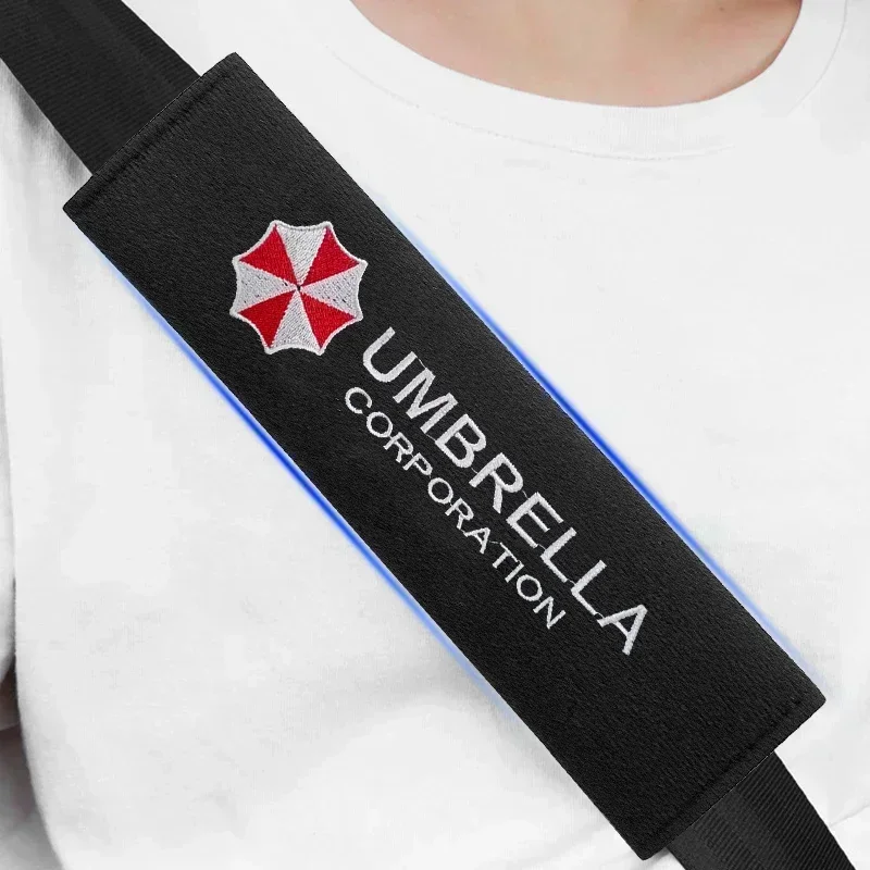 Car Seat Belt Cover Shoulder Protector Pad For Umbrella Corporation All Models Etc Logo Car Badge Decoration Dacal Style