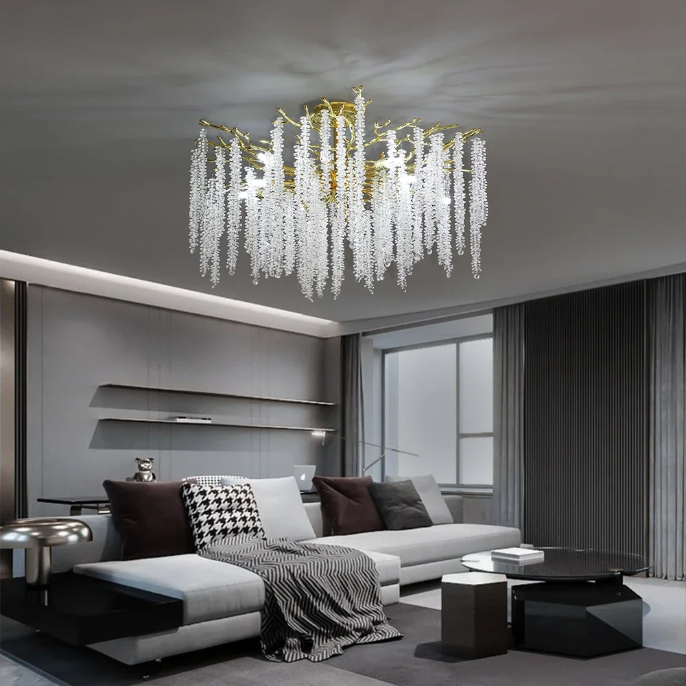 Round Crystal Ceiling Chandelier Lighting For Bedroom Living Dining Room Hallway Kitchen Gold Crystal Chandelier Ceiling Light