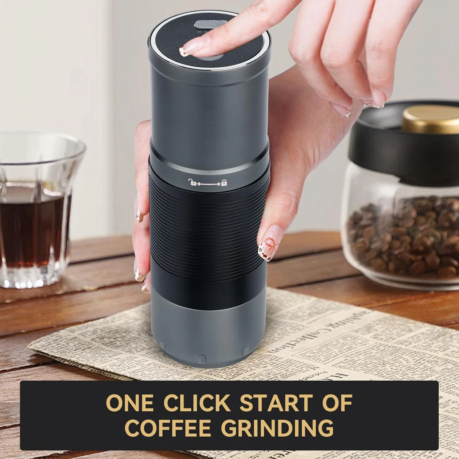 Portable Electric Coffee Grinder – Manual & Electric Dual Mode, USB Rechargeable, Stainless Steel Burr, Travel-Friendly Design