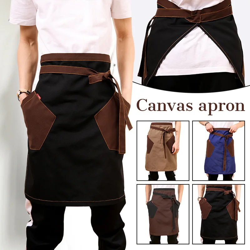 Unisex Japanese Apron Waist Denim Apron Barista Hotel Restaurant Service Uniform Retro Half Apron Cooking Aprons Men Pinafore