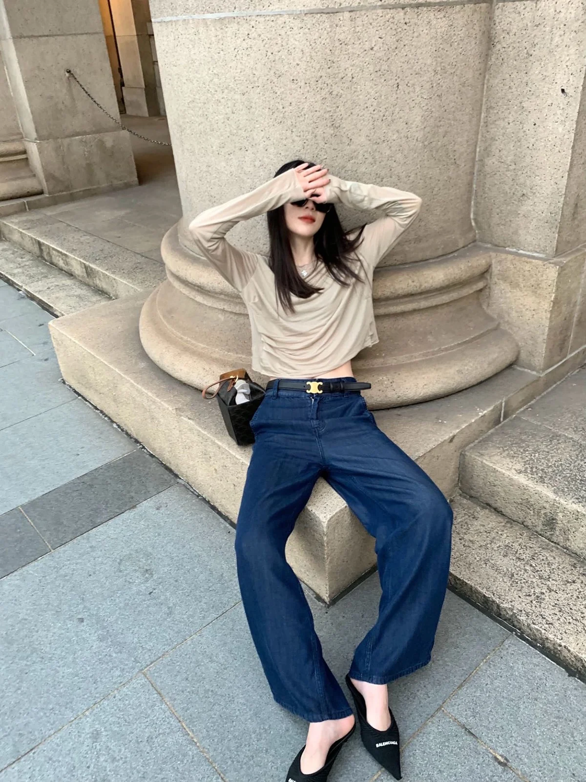 

Футболка свободного кроя с эффектом похудения, универсальная, на весну-лето, повседневная, свободная, женская, модная, топ