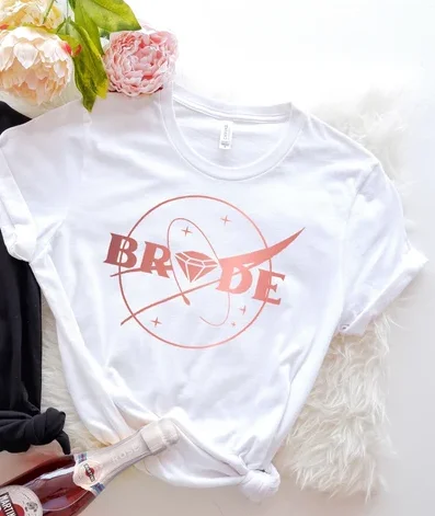 Bachelorette Party Shirts Bride Space Bride Squad Custom Party Space Shirt 100% Cotton Fashion harajuku Streetwear Drop Shipping