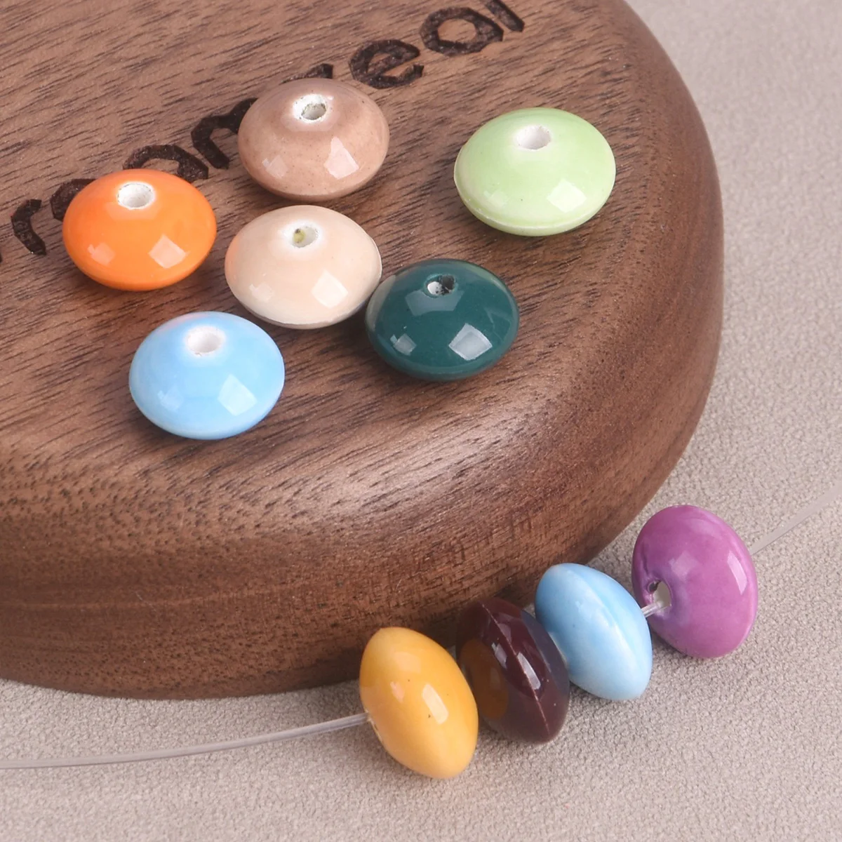 20pcs 12x7mm Rondelle Ceramic  Porcelain Loose Spacer Beads Lot For DIY Crafts Jewelry Making