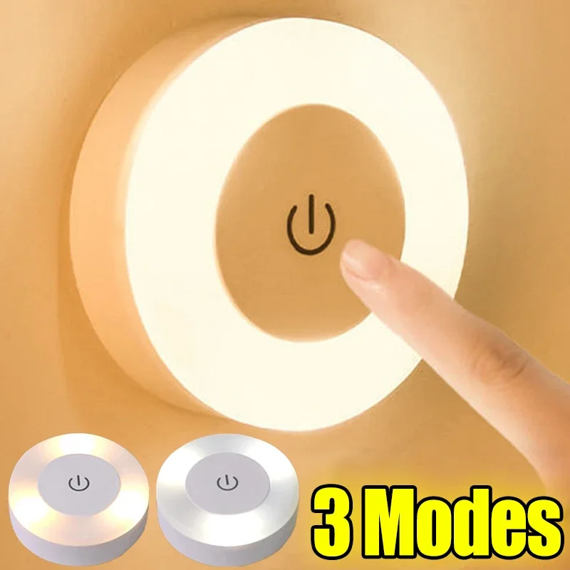 LED Touch Sensor Night Light 3 Modes Dimming Wall Lights Portable USB Rechargeable Night Lamp For Living Room Bedroom Lighting