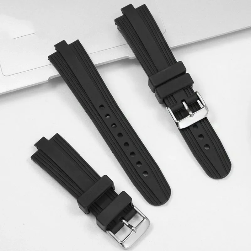 For Bvlgari DIAGONO raised mouth waterproof and sweat proof silicone watch band men's black strap accessories 22 * 7mm bracelet