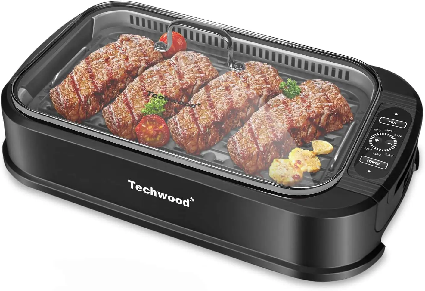 Indoor Smokeless Grill, Electric Indoor Grill with Tempered Glass Lid, Portable Non-stick BBQ