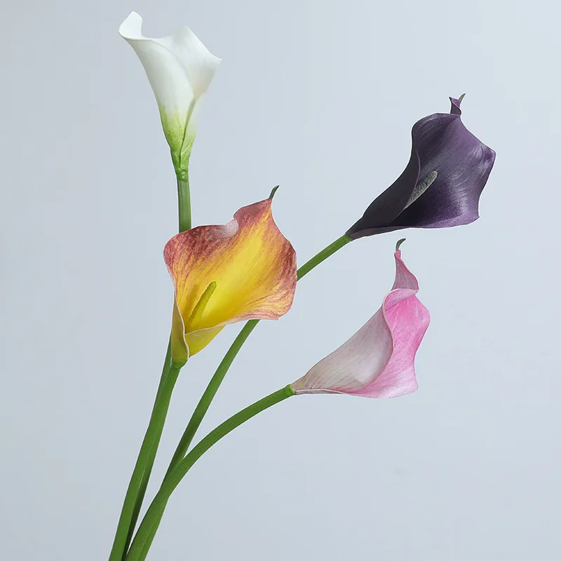 10 Stück künstliche Calla-Lilien aus PE, künstliche Blumen für Hochzeits-Tischdekoration, künstliche Blumen, Callas, Blumenarrangement für Zuhause und Partys – Detail 2