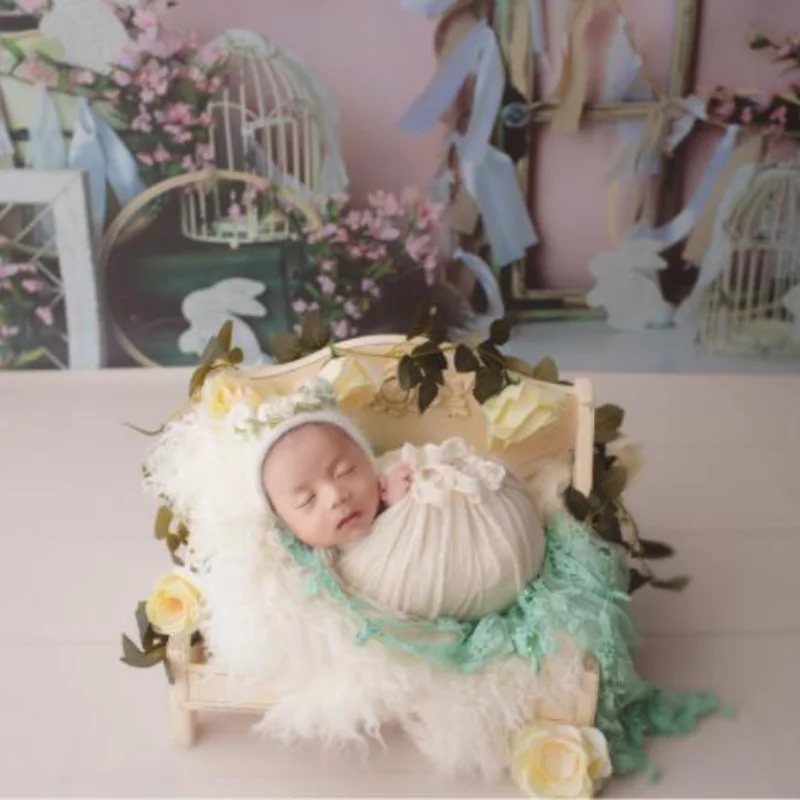 Newborn photography props Simulated stump Retro bucket Full moon props