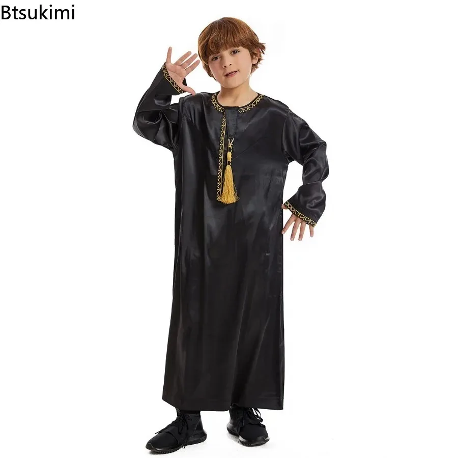 

Muslim Children Abaya Ramadan Prayer Gown Tassel Long Sleeve Robe Kids Abaya Saudi Arab Kaftan Boys Jubba Thobe Islamic Clothing