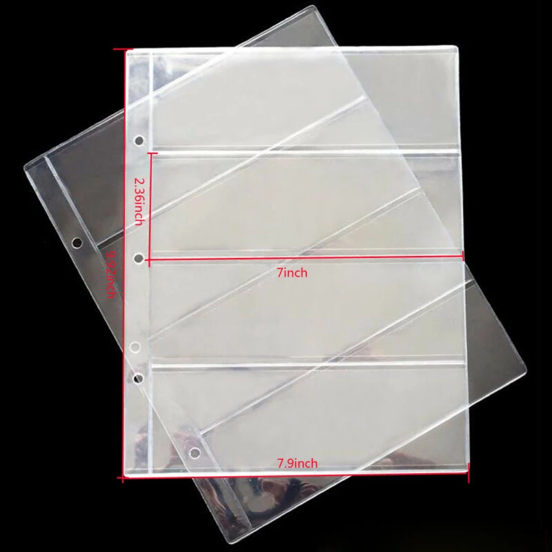 10pcs Paper Money Page Protector Banknotes Collector Currency Album Sleeves PVC Transparent Bill Note Book Leaf