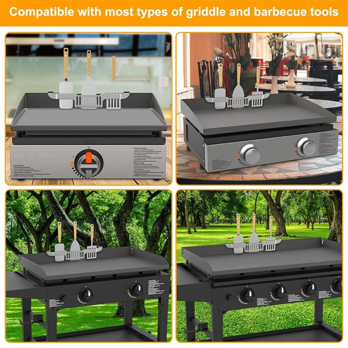 Grease Gate Spatula Holder for Griddle Grease Trap Grill Food Mesh Screen Block Rack Griddle Accessories for