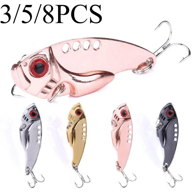 3/5/8 قطعة من ألوان عشوائية VIB الصيد إغراء حجم 4 سنتيمتر/7 جرام الطعم الاصطناعي مجموعة السباحة الطعم كرنك تمايل الطعم كرانكبيت