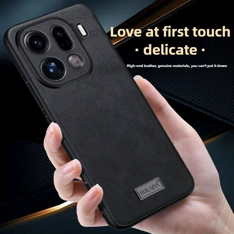 

For OPPO Find X9 Pro Leather Case Business Imitation Cowhide For X8 Pro Soft Cover
