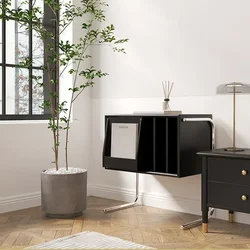 Mesitas De noche italianas De lujo, diseño central Vintage negro, mesita De noche sencilla, mesa minimalista estrecha, muebles De dormitorio