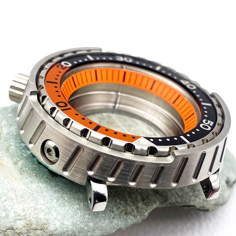 47mm Mod Tuna Canned Watch Case Fits NH35 NH36 4R Movement 20ATM Waterproof Transparent Back Cover Men Diving Replace Cases